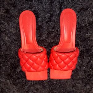 Bottega Veneta Red Quilted Sandals